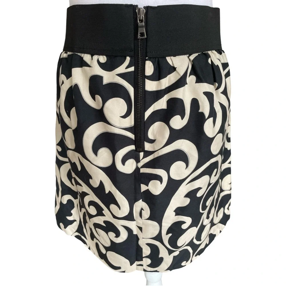 Ann Taylor LOFT Black and White Silk Cotton Blend Skirt Size 8